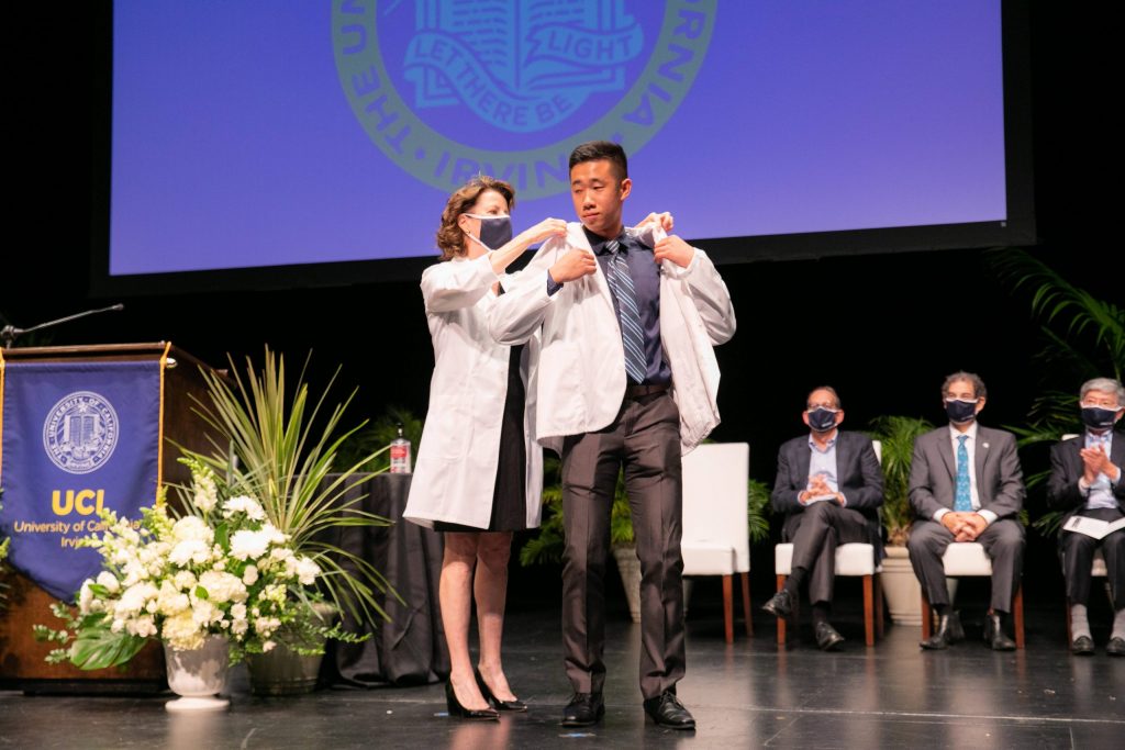 Male Student at White Coat Ceremony